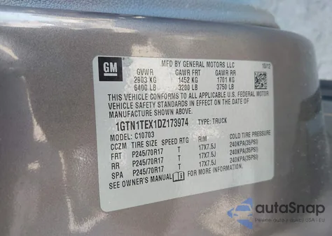 2013 GMC Sierra 1500 Work Truck из США, поврежденный, VIN 1GTN1TEX1DZ173974